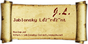 Jablonsky Lóránt névjegykártya